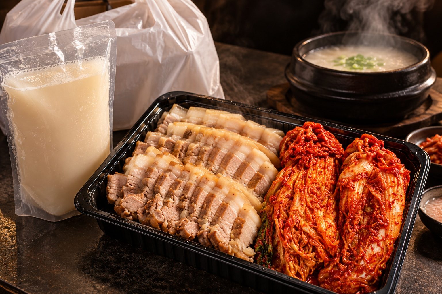 국밥 육수 포장